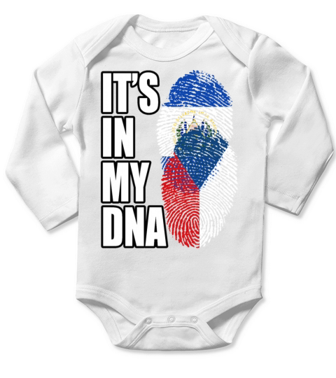 Czech And Salvadoran Mix Heritage DNA Flag Long Sleeve Baby One-Piece