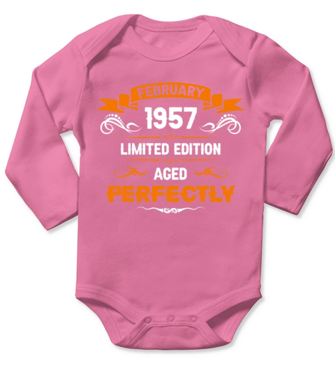 February 1957 Vintage Birthday Present Long Sleeve Baby One-Piece