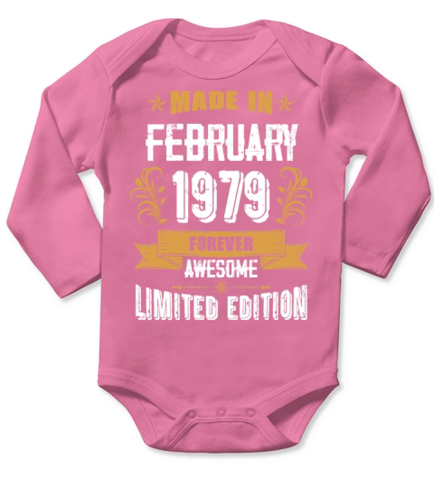 February 1979 Vintage Birthday Present Long Sleeve Baby One-Piece