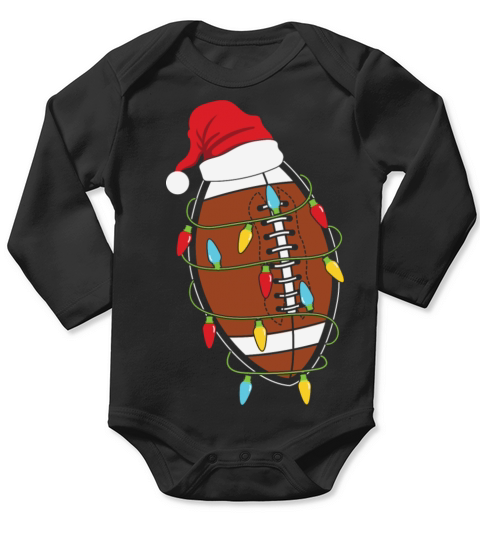 Football Christmas Lights Santa Hat Long Sleeve Baby One-Piece