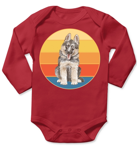 German Shepherd Dog Breed Vintage Retro Sunset Long Sleeve Baby One-Piece