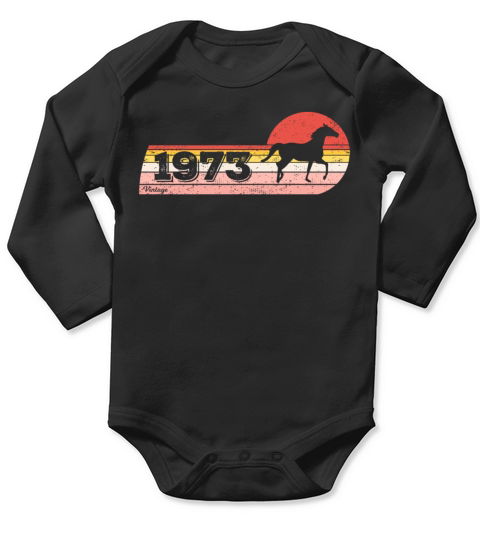 Horses riding Equestrian Vintage 1973 Birthday Long Sleeve Baby One-Piece