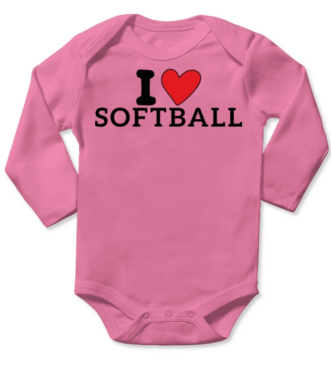 I Love Softball Cute Softball Heart Softball Lover Long Sleeve Baby One-Piece
