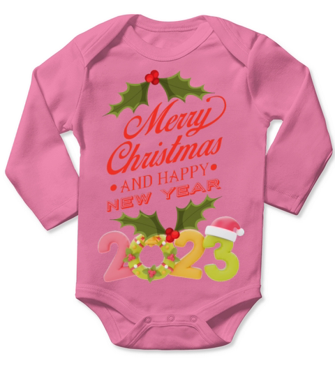 merry christmas and happy new year Long Sleeve Baby One-Piece