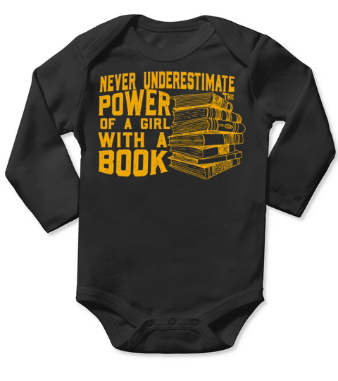 Never Underestimate The Power of A Girl With Book Long Sleeve Baby One-Piece