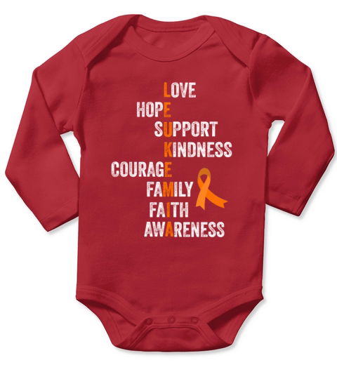 Orange Ribbon Sign Aml Leukemia Awareness Long Sleeve Baby One-Piece