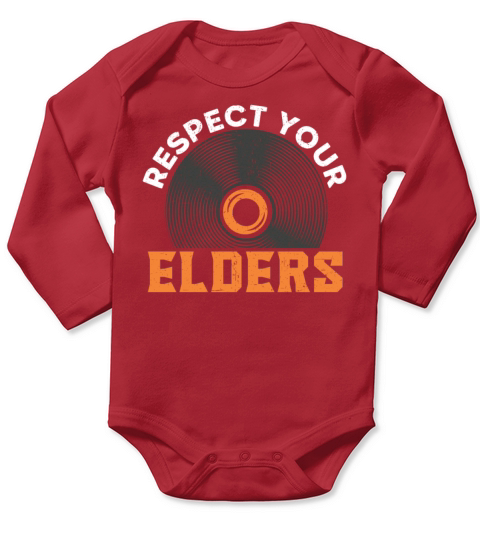 Respect Your Elders Record Collector Vinyl Record Long Sleeve Baby One-Piece