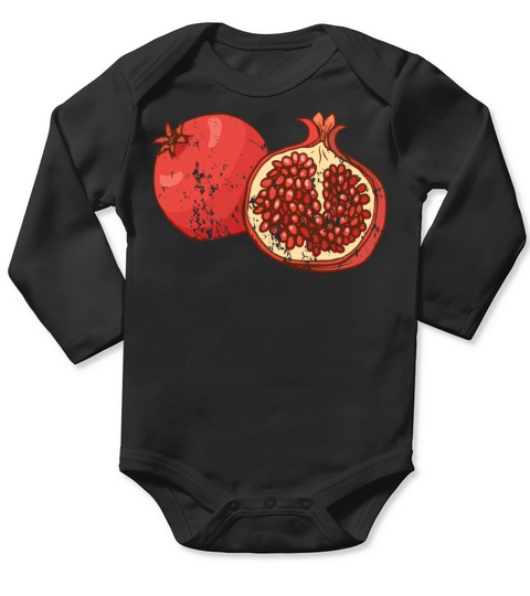 Retro Vintage Grunge Style Pomegranate Long Sleeve Baby One-Piece