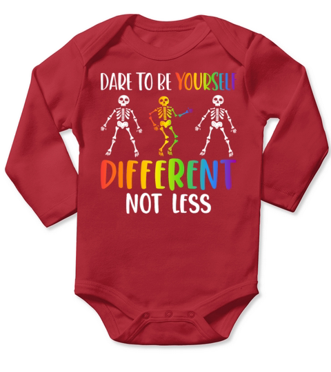 Skeleton Autism Awareness Dare to Be Yourself Diff Long Sleeve Baby One-Piece