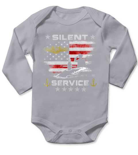 US Navy Submarines Silent Service with Dolphins Long Sleeve Baby One-Piece