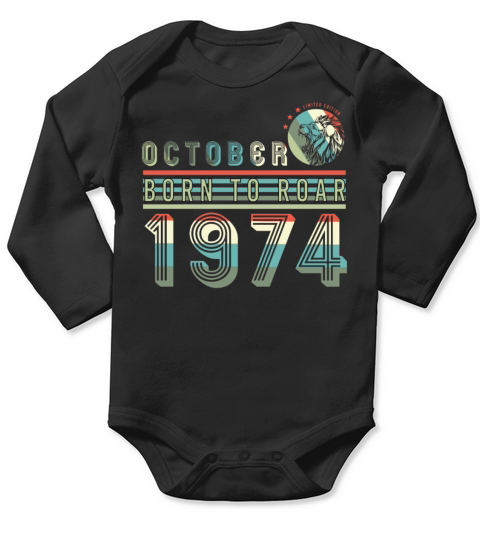 Vintage 1974 October Lion Long Sleeve Baby One-Piece