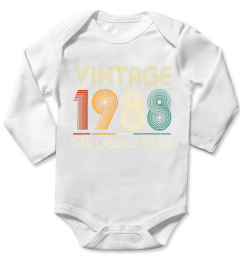 Vintage 1988 Birthday Shirt Retro 34th All Origina Long Sleeve Baby One-Piece
