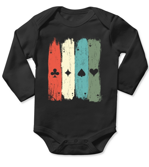 Vintage Ace Pips Casino Blackjack Gambling Poker C Long Sleeve Baby One-Piece