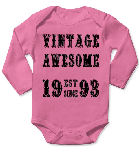 Vintage Awesome Est Since 1993 Birthday Long Sleeve Baby One-Piece
