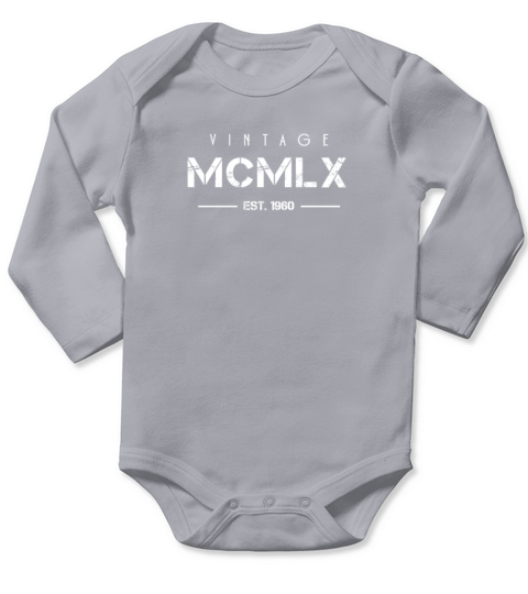 Vintage Born In 1960 Roman Numerals 62nd Long Sleeve Baby One-Piece