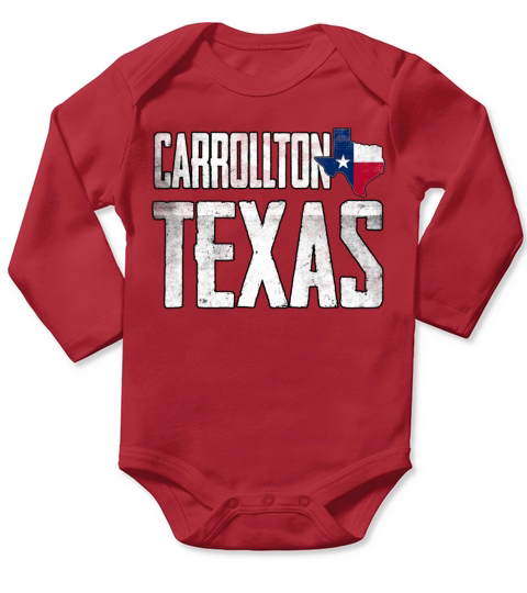 Vintage Carrollton Texas Flag Long Sleeve Baby One-Piece