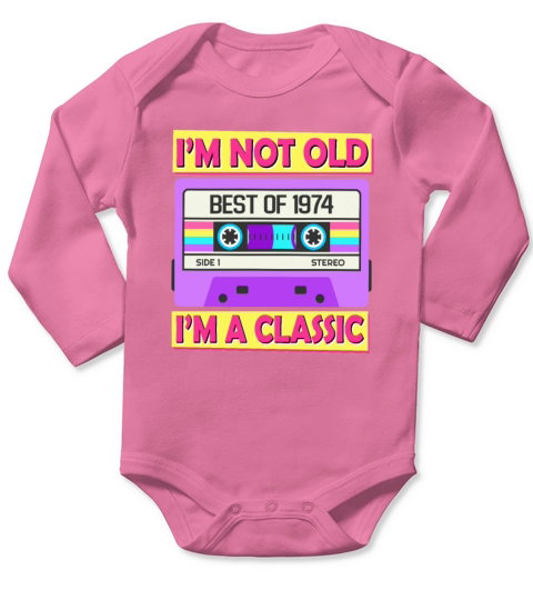 Vintage Cassette Im Not Old Im A Classic 1974 Long Sleeve Baby One-Piece