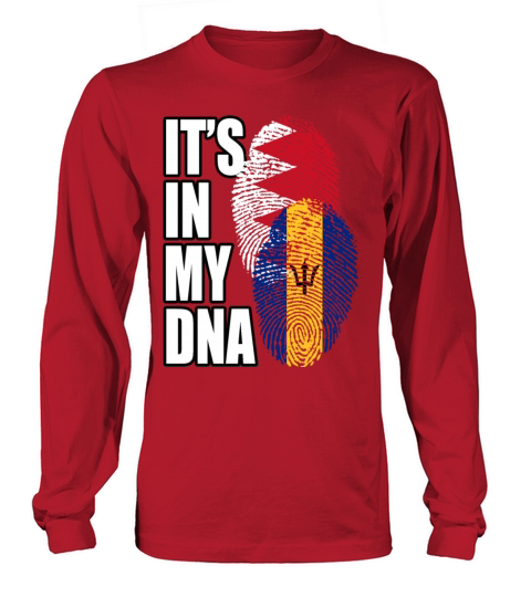Barbadian And Bahraini Mix Heritage DNA Flag Long sleeved Unisex