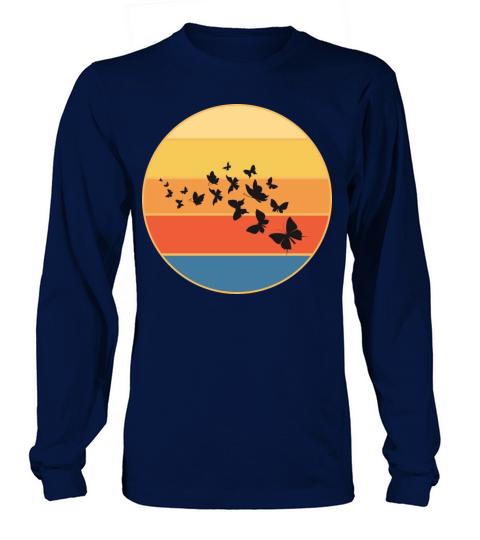 Cute Butterfly Retro Sunset Vintage Animal Insect Long sleeved Unisex