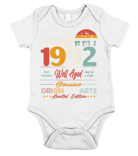 1992 Original vintage vintage retro birthday Short Sleeve Baby One-Piece