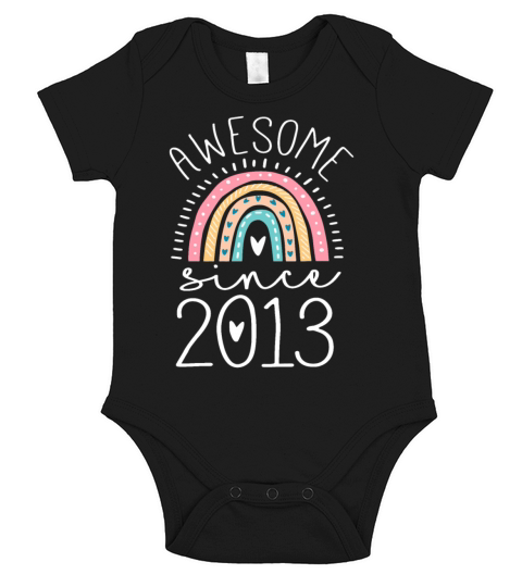 Awesome Since 2013 9th Birthday Rainbow Gifts Born Short Sleeve Baby One-Piece