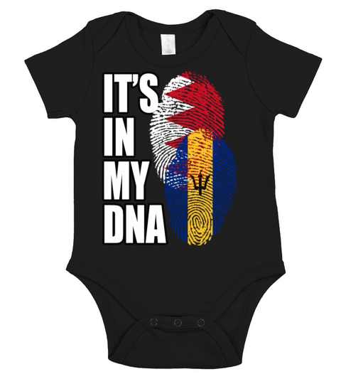 Barbadian And Bahraini Mix Heritage DNA Flag Short Sleeve Baby One-Piece