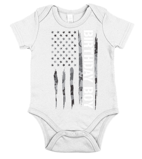 Birthday Boy - American Flag Short Sleeve Baby One-Piece