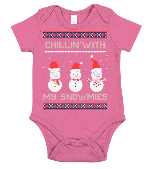 Chillin With My Snowmies Ugly Christmas Short Sleeve Baby One-Piece