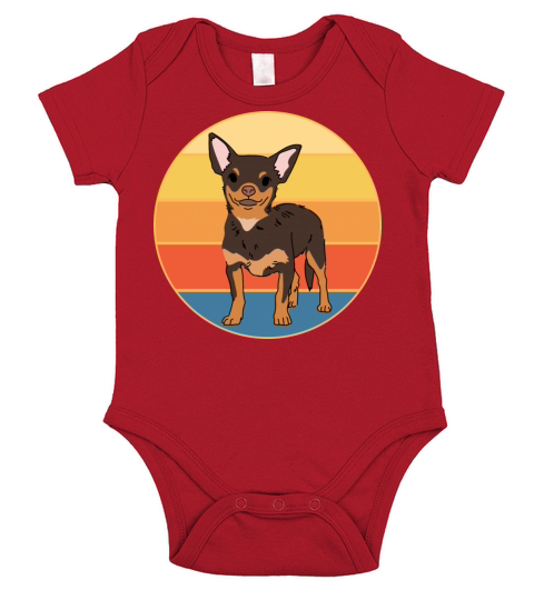 Cute Chihuahua Dog Breed Vintage Retro Sunset Short Sleeve Baby One-Piece