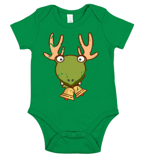 Merry Christmas Cute Retro Vintage DINO Reindeer Christmas Designs Short Sleeve Baby One-Piece