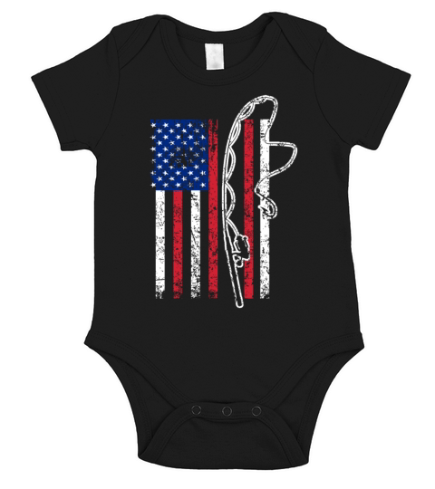 Fishing American Flag Short Sleeve Baby One-Piece