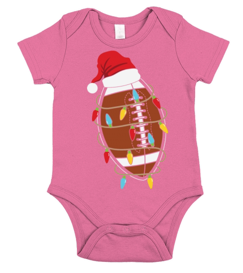 Football Christmas Lights Santa Hat Short Sleeve Baby One-Piece