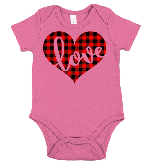 Galentines Day Buffalo Plaid Heart Love Valentines Short Sleeve Baby One-Piece