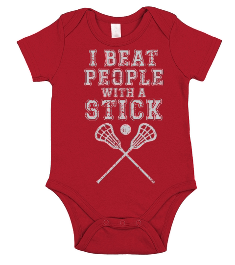 I Reat People with A Stick Funny Sport Lacrosse Short Sleeve Baby One-Piece