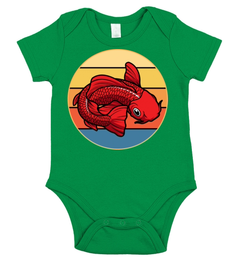 Japanese Koi Fish Vintage Retro Sunset Short Sleeve Baby One-Piece