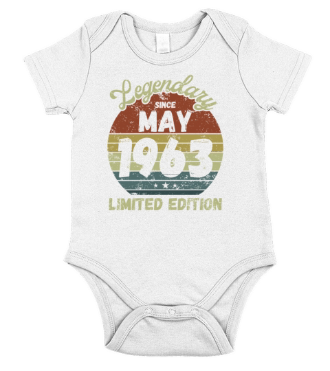 May 1963 - Vintage Birthday Present Short Sleeve Baby One-Piece