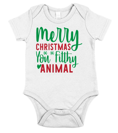 Merry Christmas You Filthy Animal Short Sleeve Baby One-Piece