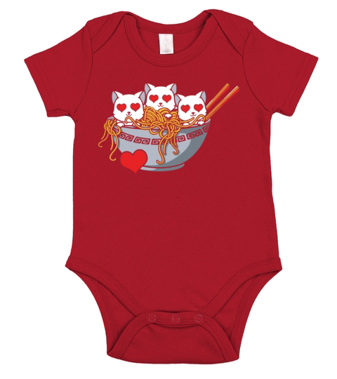Ramen Love Cats Kawaii Lover Hearts Day Valentines Short Sleeve Baby One-Piece