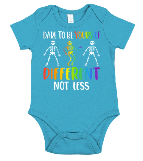Skeleton Autism Awareness Dare to Be Yourself Diff Short Sleeve Baby One-Piece