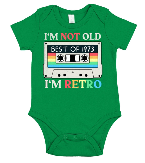 Vintage 1973 Cassette Retro Birthday Short Sleeve Baby One-Piece
