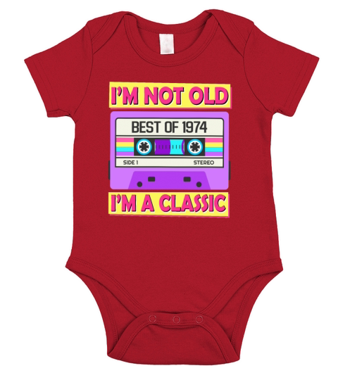 Vintage Cassette Im Not Old Im A Classic 1974 Short Sleeve Baby One-Piece