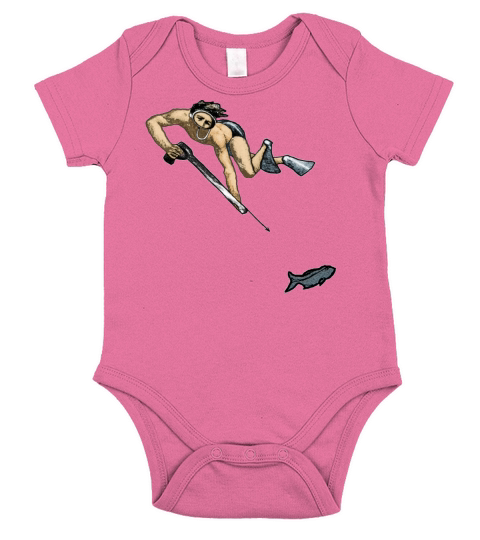 Vintage Spearfishing Freediving Diver with Fish Short Sleeve Baby One-Piece