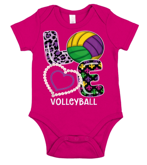 Volleyball Sport Mardi Gras Funny Festival Party Short Sleeve Baby One-Piece