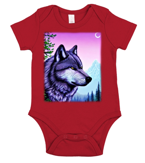 Wolf artwork design predator face imprint Short Sleeve Baby One-Piece