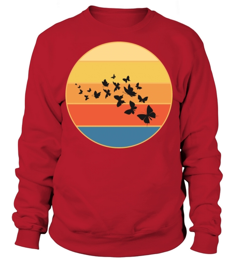 Cute Butterfly Retro Sunset Vintage Animal Insect Sweatshirt Unisex