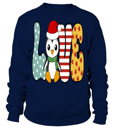 Penguin Santa Hat Love Christmas Holiday Sweatshirt Unisex