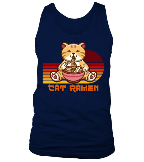 Vintage Ramen Cat Kawaii Anime Japanese Kawaii Nek Tank Top Unisex