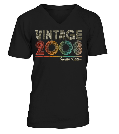 15 Years Old Vintage 2008 15th Birthday Gifts V-Neck T-shirt
