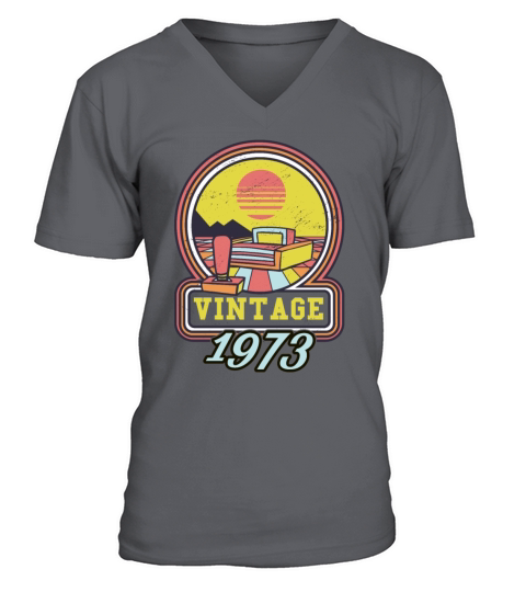1973 Vintage born in Gamer age Birthday gift idea V-Neck T-shirt