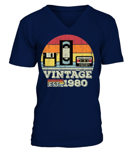 43 Year Old Vintage 1980 43rd Birthday Gift V-Neck T-shirt